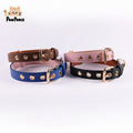 Pawprance-Pet Pu PU Leather Collar Color Matching Small Dog Collar Medium and Large Dog Harness