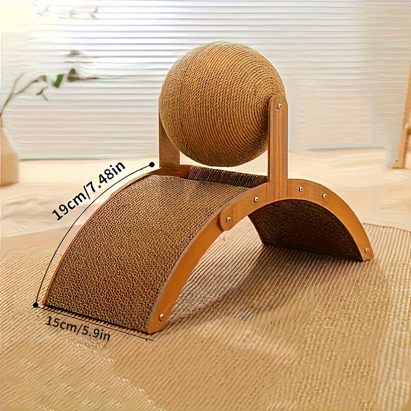 2pcs Ferris Wheel Cat Scratching Board and Sling Ball Toy 2-in-1 Combo Set, Self Relaxation Supplies for Cats