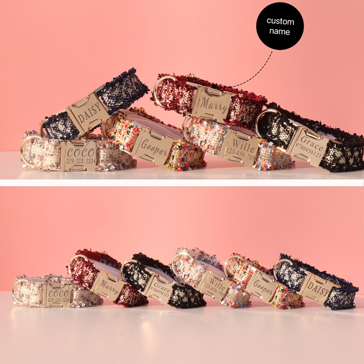 Pet dog collar, cat neck collar, metal buckle neck collar, dog chain, engraved metal buckle collar, customized pet supplies