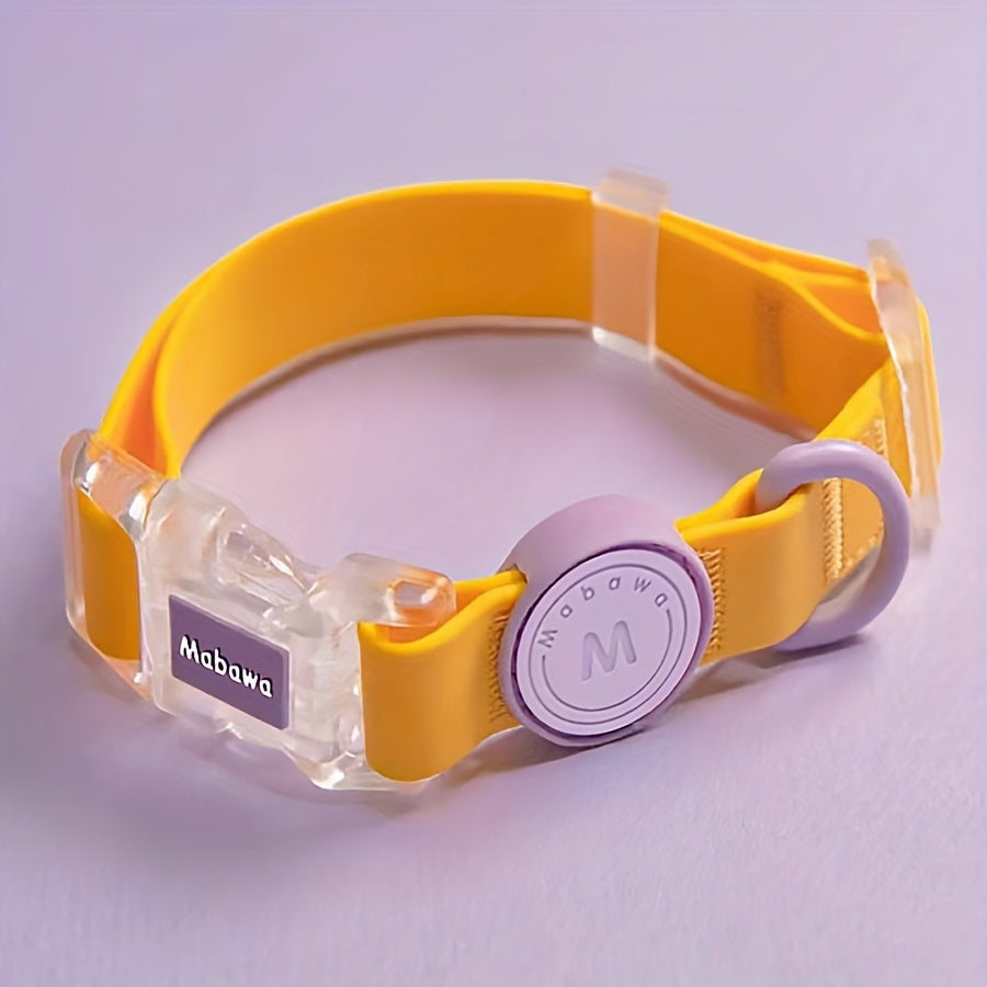 Waterproof Dog Collar with Adjustable Traction Rope & Metal Clasps - Durable Polyester, Transparent Buckle