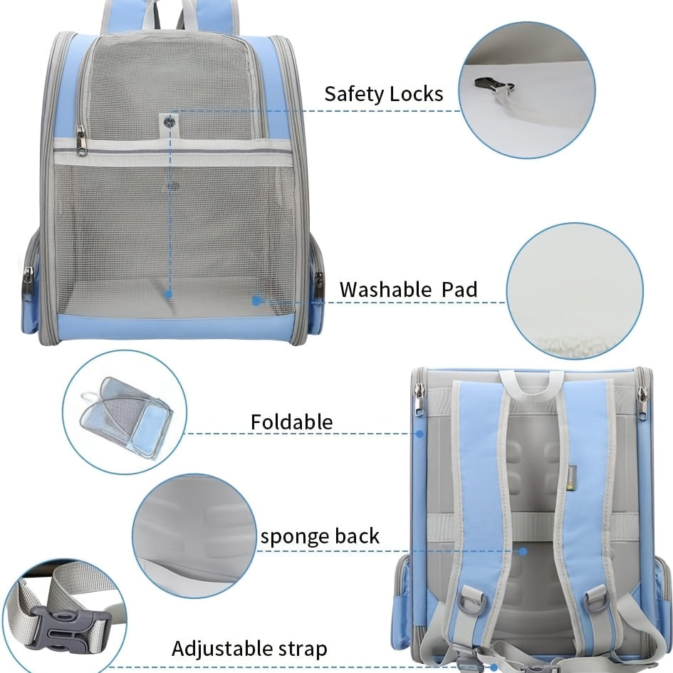 Pet Backpack Carrier for Small Cats Dogs | Ventilated Design, Safety Straps, Buckle Support
