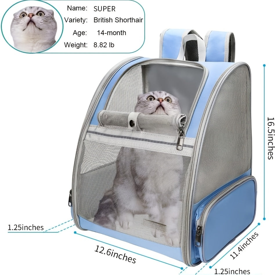 Pet Backpack Carrier for Small Cats Dogs | Ventilated Design, Safety Straps, Buckle Support