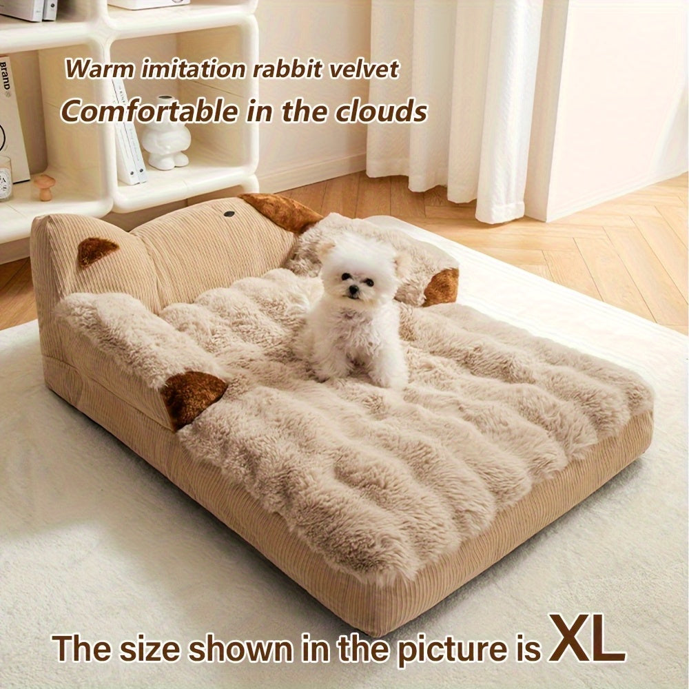 Luxury Soft Dog & Cat Bed Sofa - Plush Pet Bed with Non-Slip Bottom