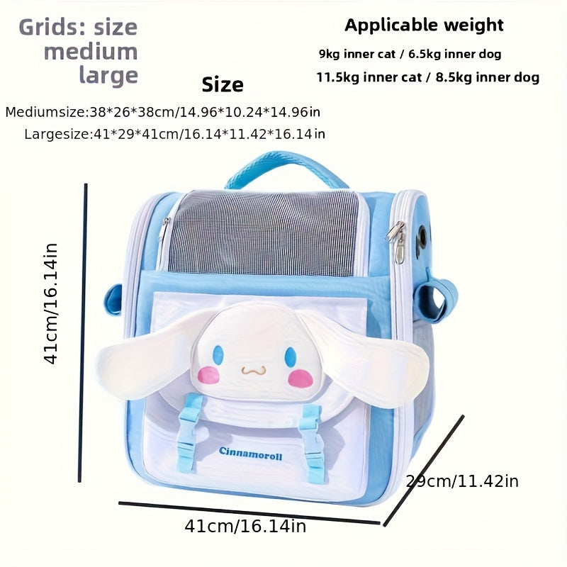 All-Season Pet Cat Backpack, Sanrio Official Large-Ear Dog Design Shoulder Bag with Large Capacity for Spring
