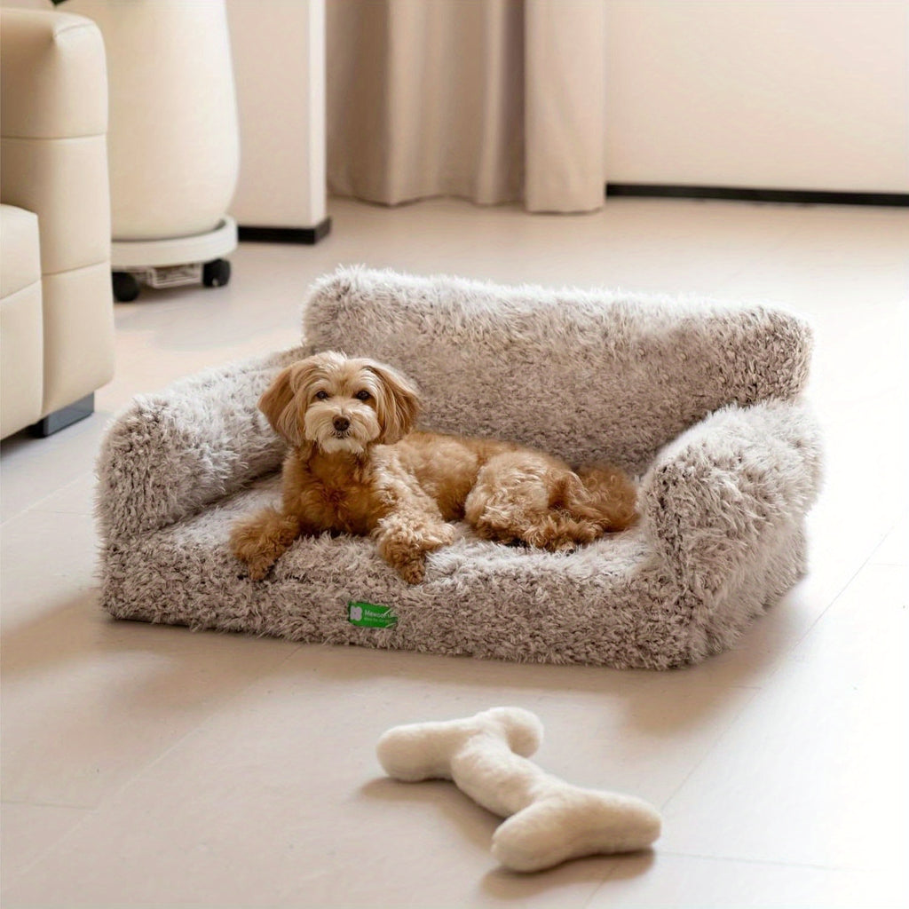 MEWOOFUN Cozy Dog Sofa Bed - Plush Cotton Pet Couch with Removable Cushion, Removable Headboard & Footrest
