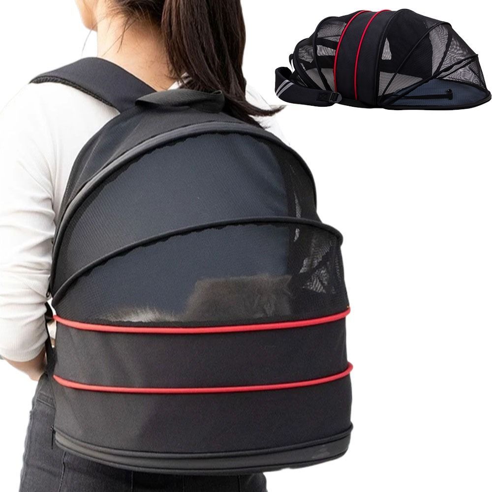Escape Proof Breathable Cat Backpack - Foldable Large Capacity Pet Bed with Luminous Strip