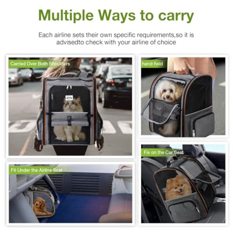Large Cat Backpack Carrier | Expandable Pet Carrier for Small Dogs and Medium Cats, Up to 18 Lbs