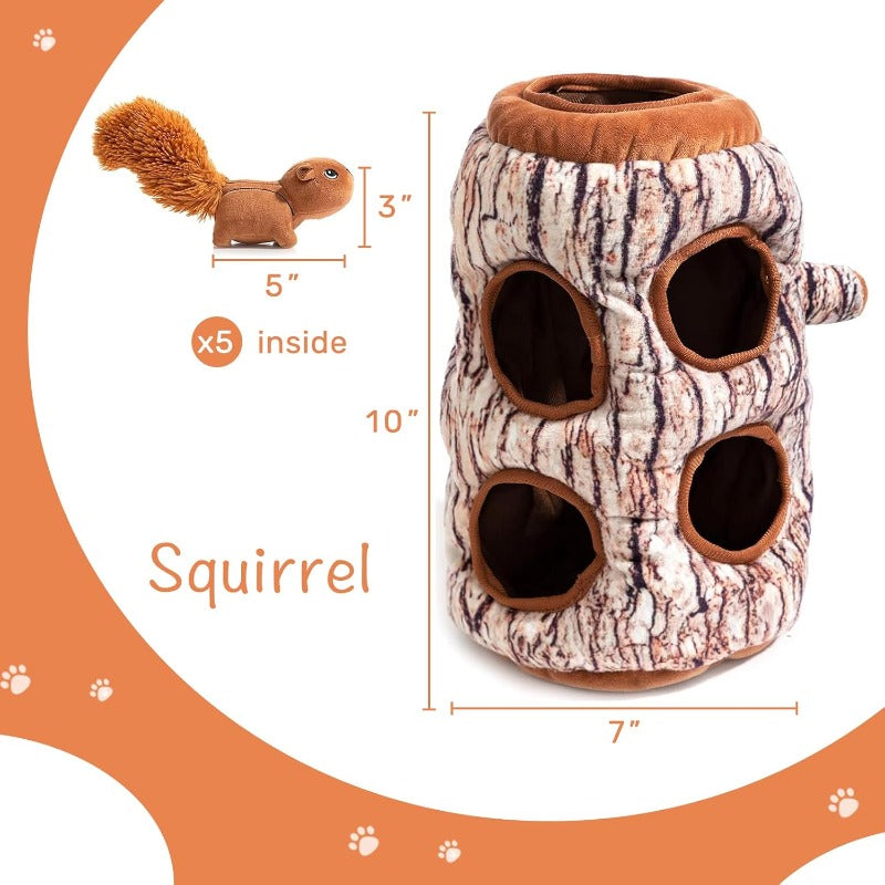 Interactive Plush Toy for Dogs That Resembles a Squirrel, Designed for Hide And Seek Games, Without Battery