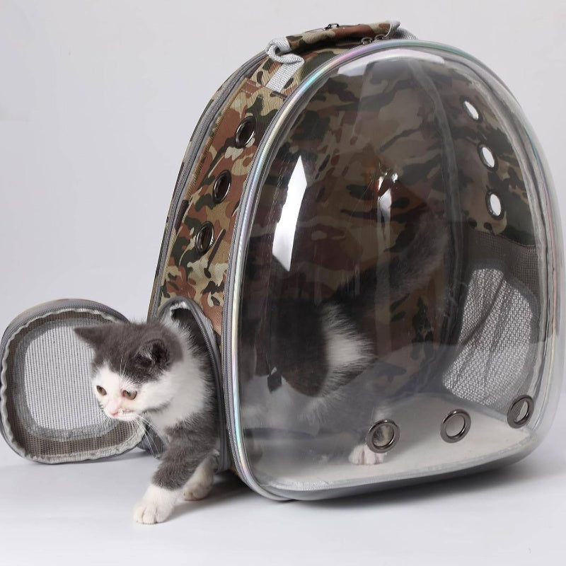 Expandable & Foldable Cat Backpack Carrier - Breathable Bubble Design with Ventilation Mesh