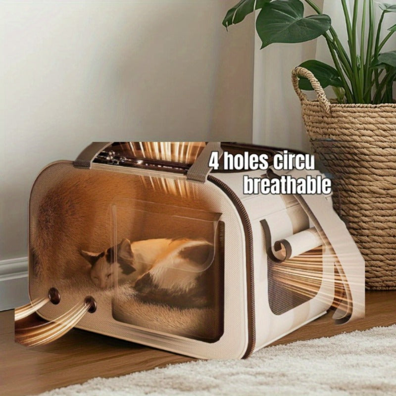 Portable Folding Cat Backpack for & s - 2 Styles (Cat Face & Paw Print) with Paw Print Window, Paw Strap & Top Handle