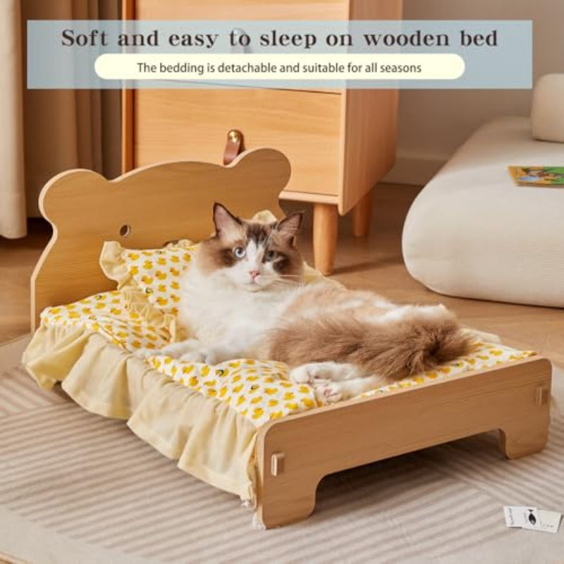 Elevated Cat Bed with Removable Mattress - Sturdy Smal-Legged Bed Frame for Indoor Cats, Small Dogs