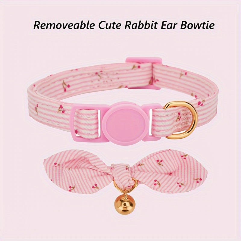 1pc Adjustable Breakaway Cat Collar - Soft Polyester Safety Collar with Floral Bow