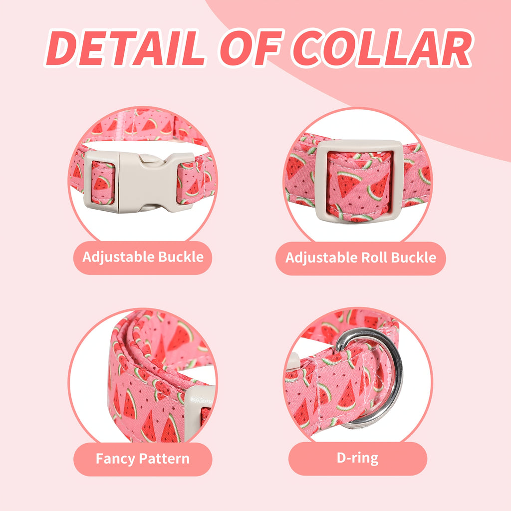 1pc Personalized Cute Watermelon Pattern Adjustable Dog Collar with Custom ID Name and Contact Information