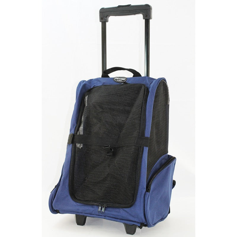Pet Carrier Backpack with Wheels - Airline Rolling Luggage Carrier, Heavy-Duty Oxford Fabric