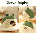 Adorable Frog Pet Bed - Soft Warm Semi-Enclosed cat & dog bed with Open Entrance