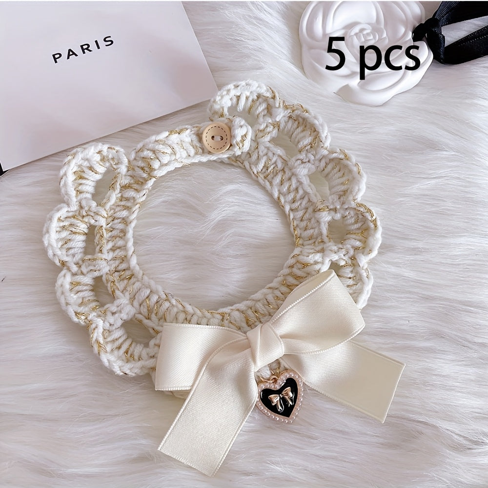 Custom Text Pet Collar with Bow - Personalized -Style Dog Cat Necklace, Lightweight Polyester