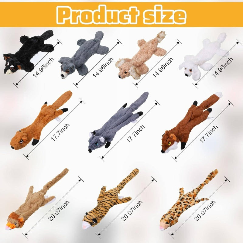 10 Pcs Dog Squeaky Toys No Stuffing Crinkle Pet Aggressive Chewers Plush Teething Puppy Squeak Toys