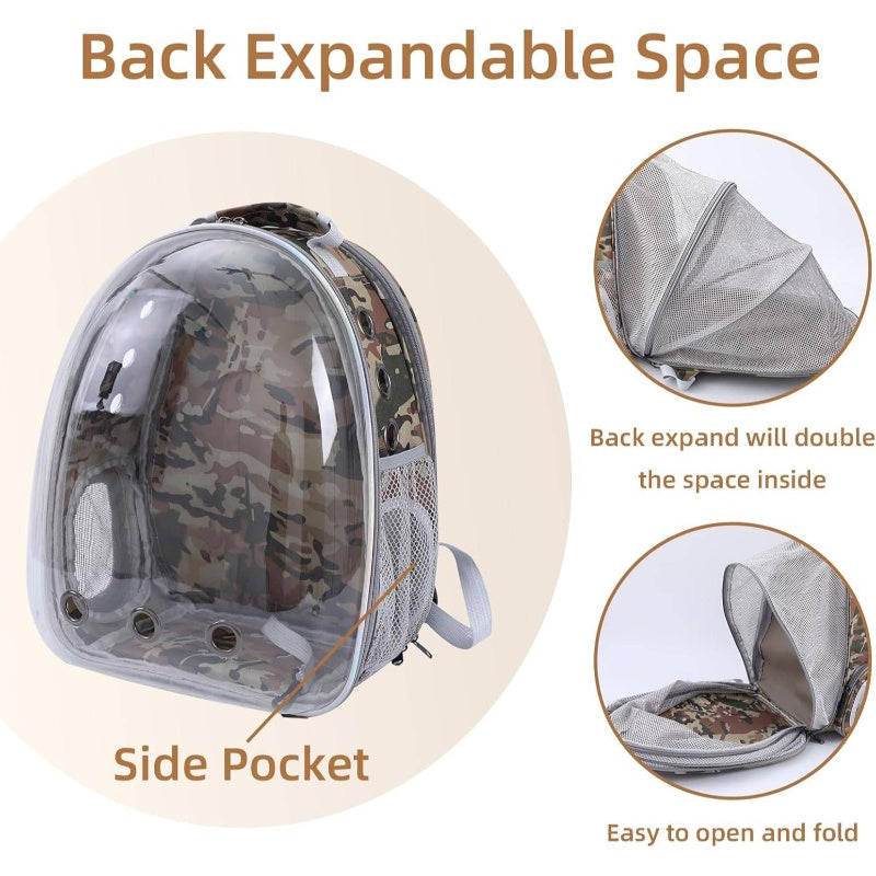 Expandable & Foldable Cat Backpack Carrier - Breathable Bubble Design with Ventilation Mesh
