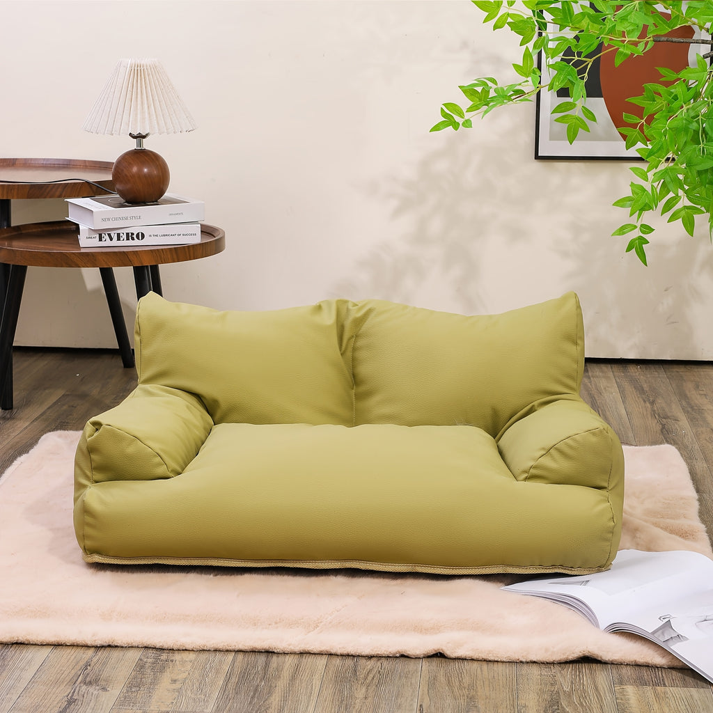 All-Season  Synthetic Leather Pet Sofa Bed with Memory Foam - Removable Cover