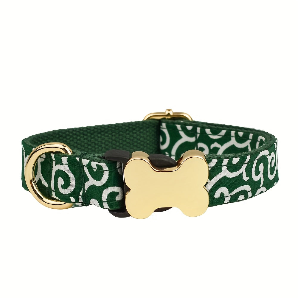 Customized 1pc Personalized Printed Plaid Series Bone Buckle Dog Collar Pet Supplies