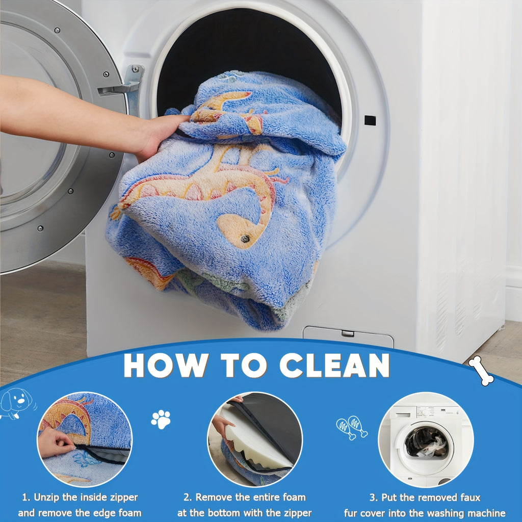 1pc Glow-in-the-Dark Stars Pet Bed for Dogs & Cats - Washable Faux Fur Cover Bean Bag Chair with Blanket