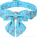 Adjustable Blue Bowtie Easter Dog Collar - Cute Bunny Egg Design, Comfortable & Durable Polyester Material