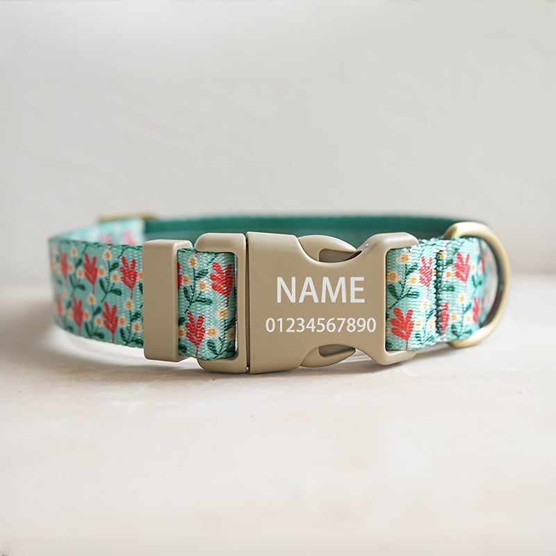 1-Pack Stylish New Nylon-Inspired Flower Series Pet Collar for Cats and Dogs - Durable