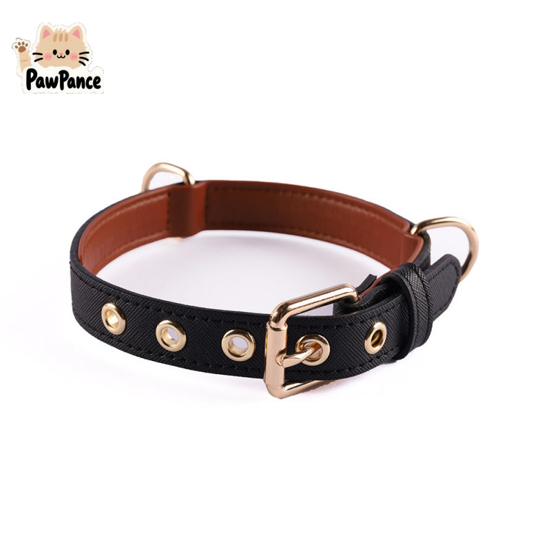 Pawprance-Pet Pu PU Leather Collar Color Matching Small Dog Collar Medium and Large Dog Harness