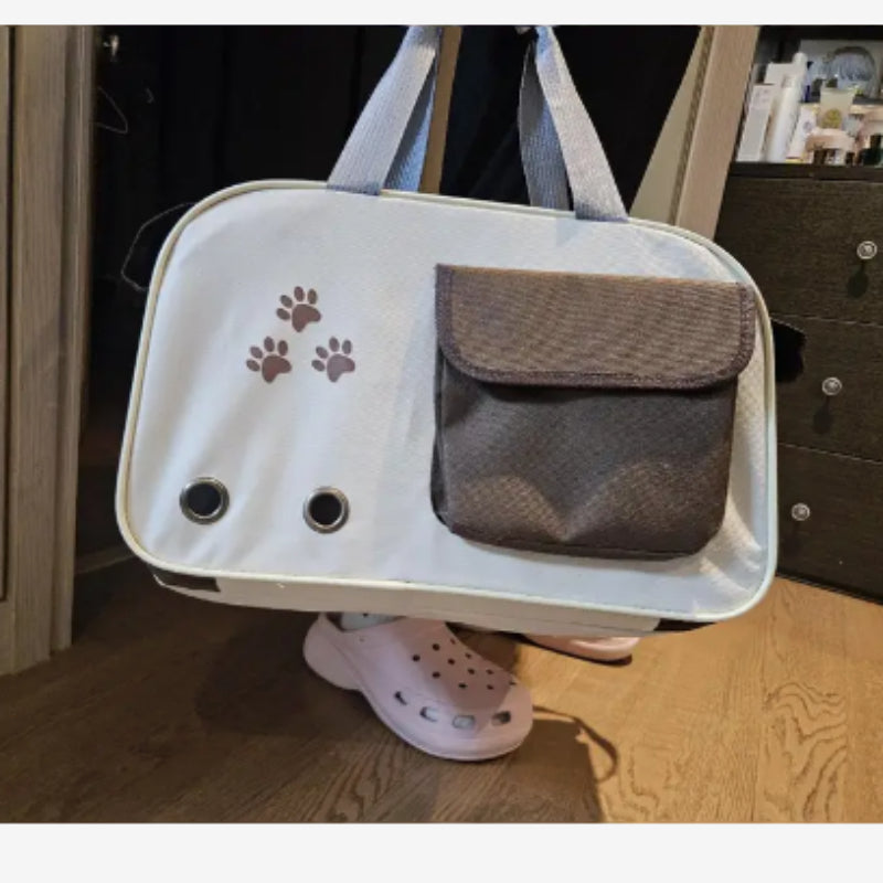Portable Folding Cat Backpack for & s - 2 Styles (Cat Face & Paw Print) with Paw Print Window, Paw Strap & Top Handle