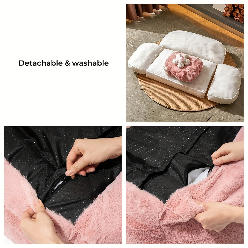 1pc High Density Foam Dog Bed, Orthopedic Dog Bed & Sofa with Removable Washable Cover, Two colors