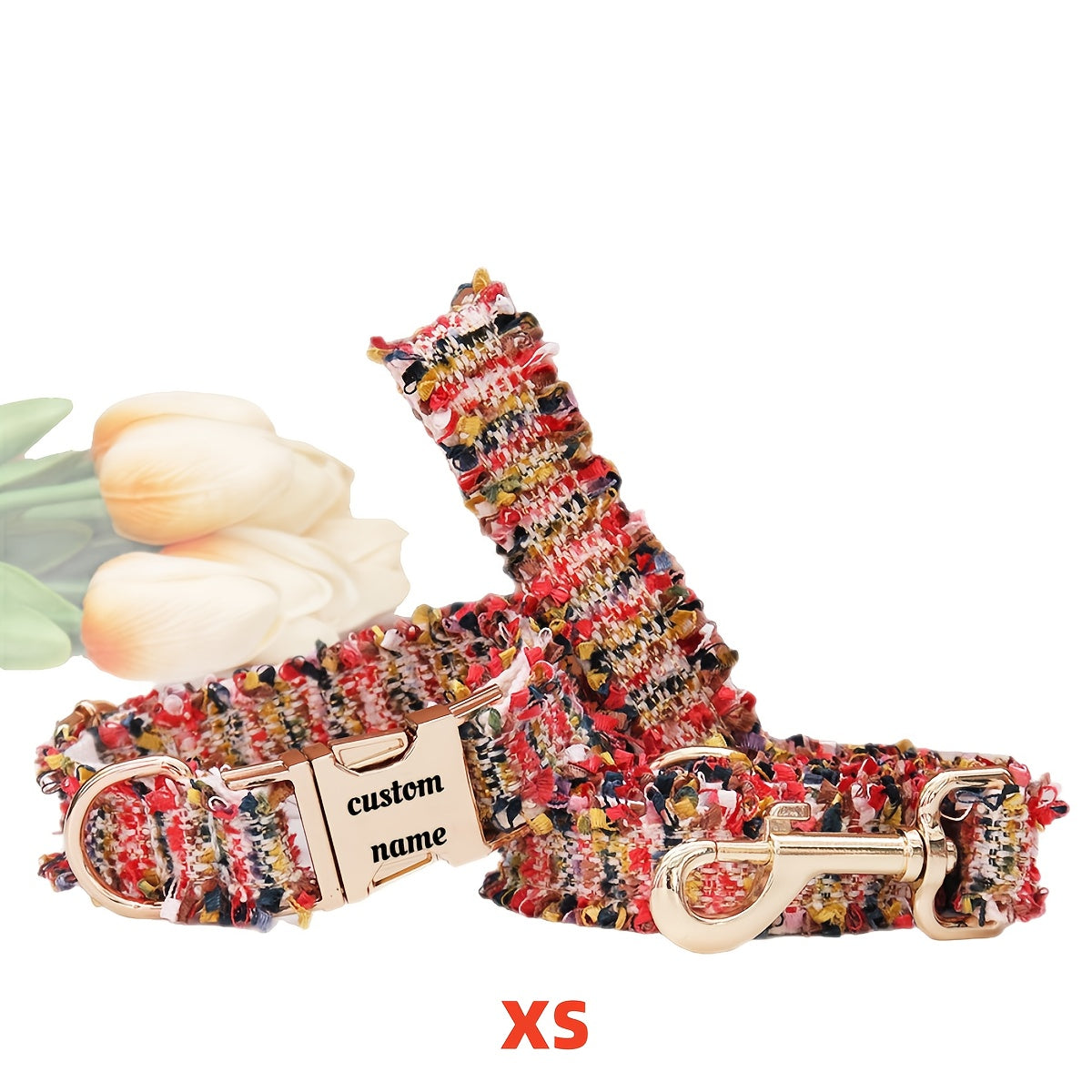 Pet dog collar, cat neck collar, metal buckle neck collar, dog chain, engraved metal buckle collar, customized pet supplies