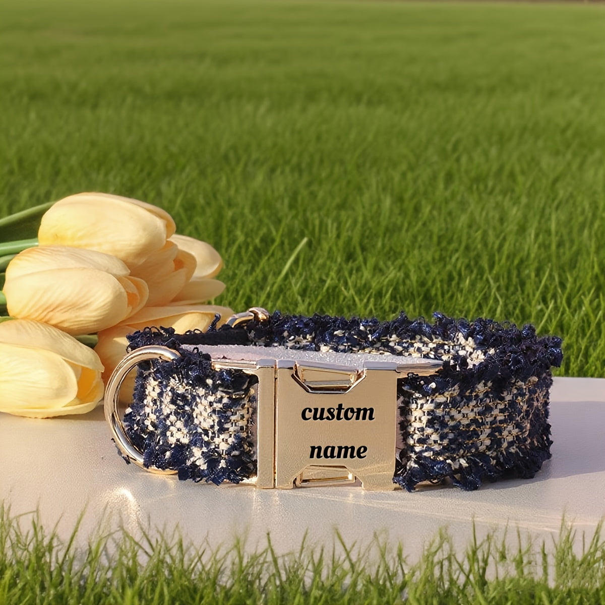 Pet dog collar, cat neck collar, metal buckle neck collar, dog chain, engraved metal buckle collar, customized pet supplies