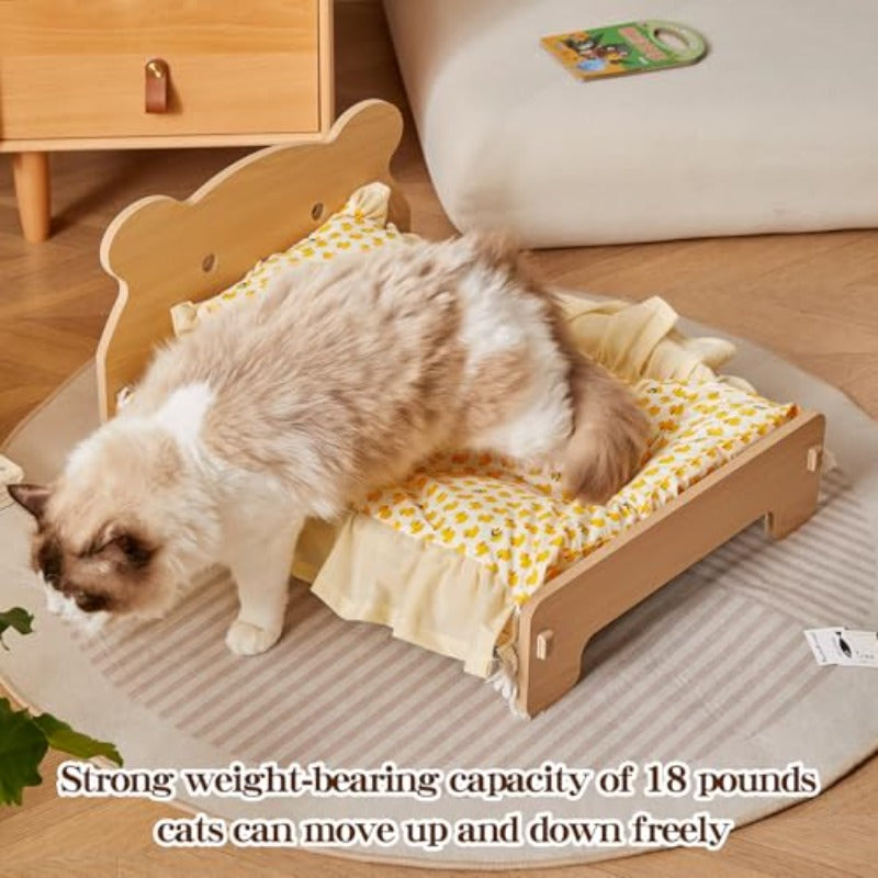 Elevated Cat Bed with Removable Mattress - Sturdy Smal-Legged Bed Frame for Indoor Cats, Small Dogs