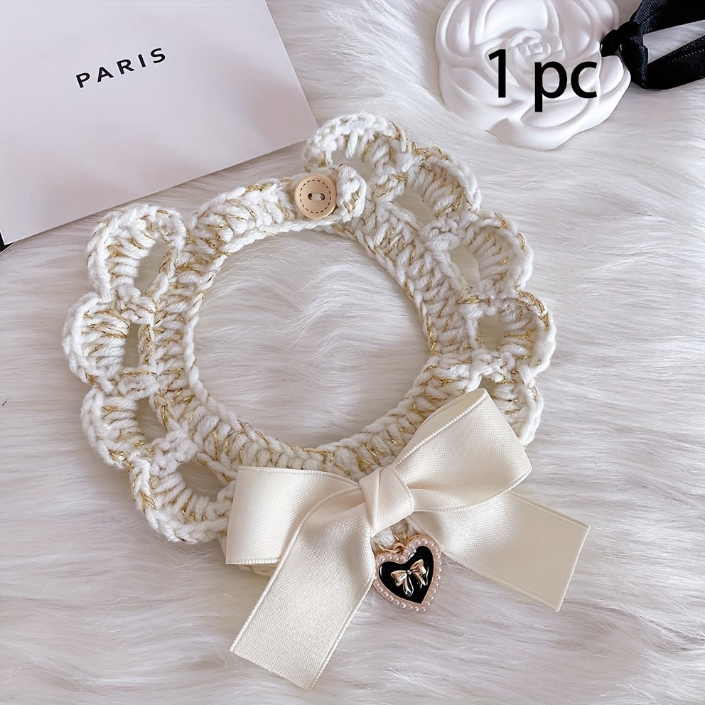 Custom Text Pet Collar with Bow - Personalized -Style Dog Cat Necklace, Lightweight Polyester