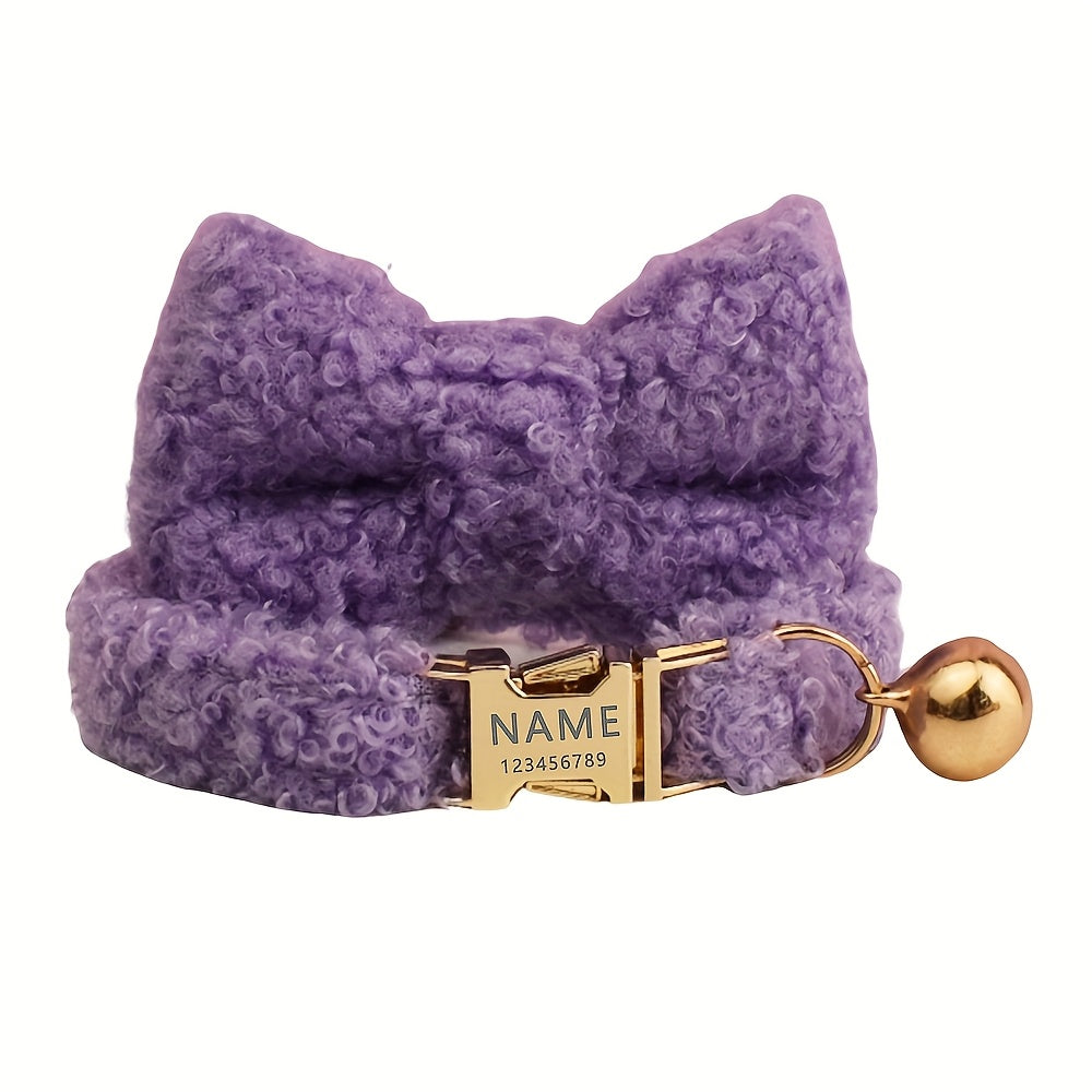 1pc Personalized Pet Collar with Adjustable Bow - Custom Name\u002FID Tag