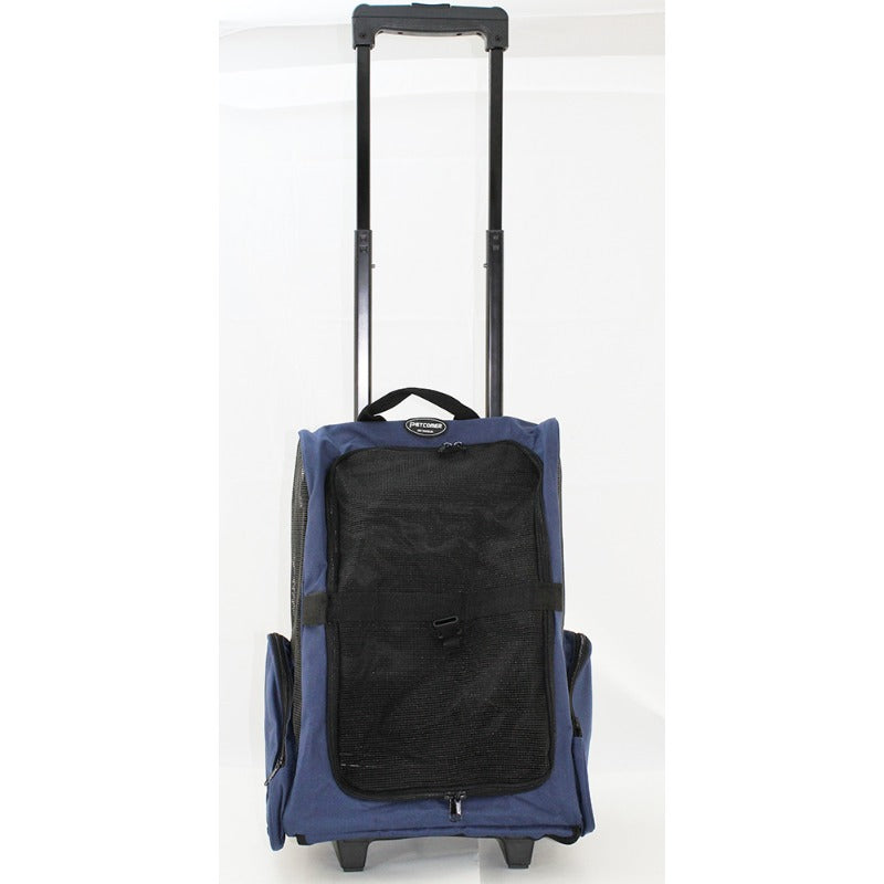 Pet Carrier Backpack with Wheels - Airline Rolling Luggage Carrier, Heavy-Duty Oxford Fabric