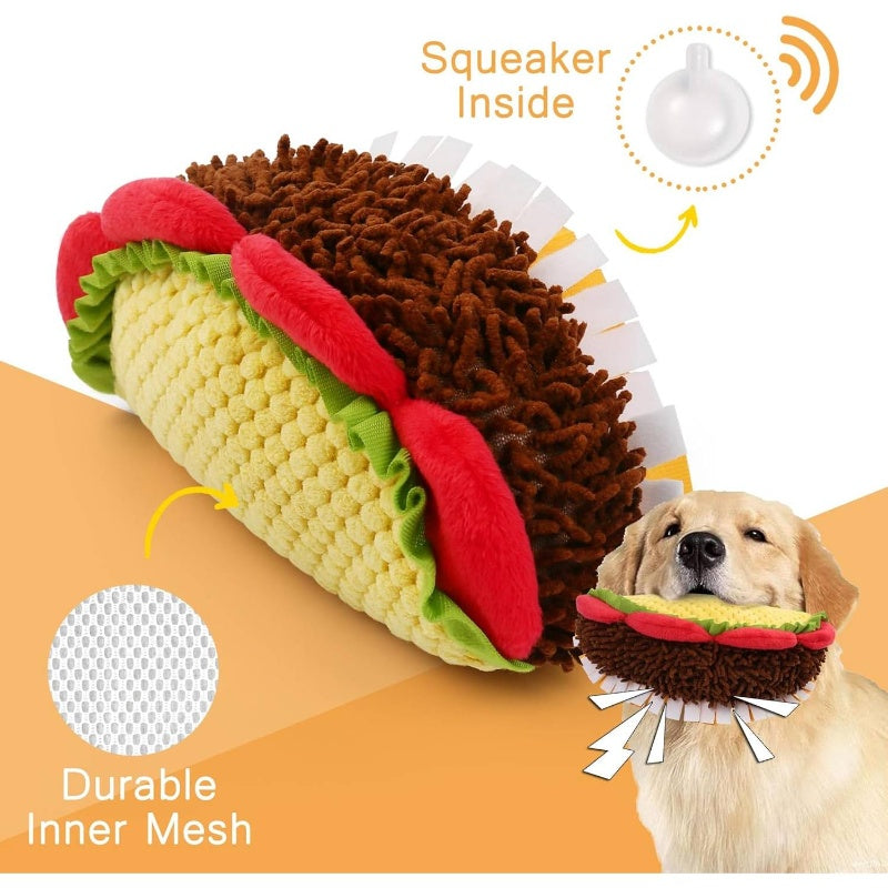 3 Pack Plush Dog Toys Set with Crinkle & Squeaky Sounds - Food-Shaped Stuffed Puppy Chew Toys