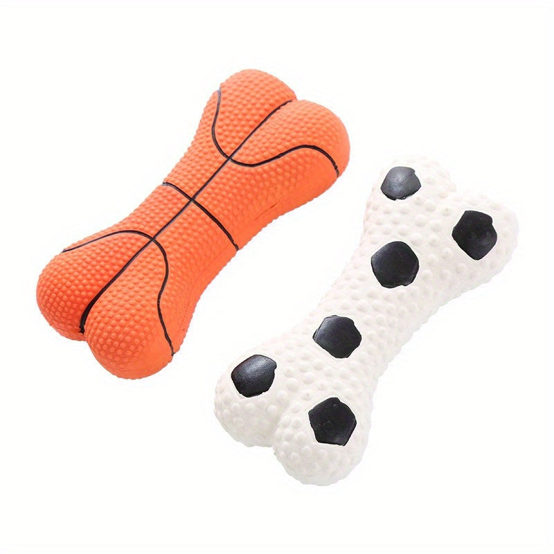 Interactive Latex Dog Bone Toy with Sound - Interactive Basketball & Squeaky Bone Design