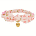 1pc Adjustable Breakaway Cat Collar - Soft Polyester Safety Collar with Floral Bow