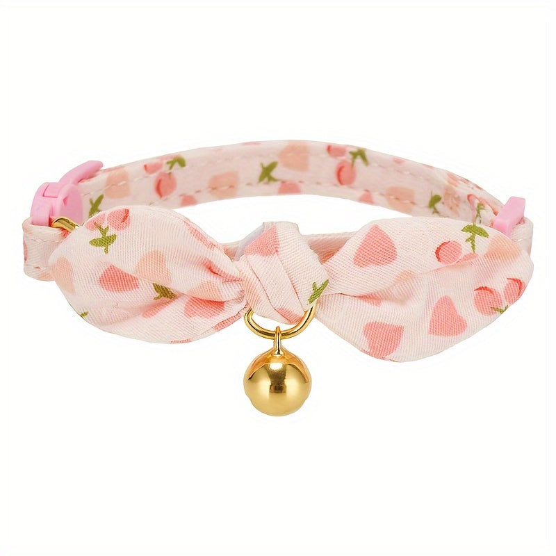 1pc Adjustable Breakaway Cat Collar - Soft Polyester Safety Collar with Floral Bow