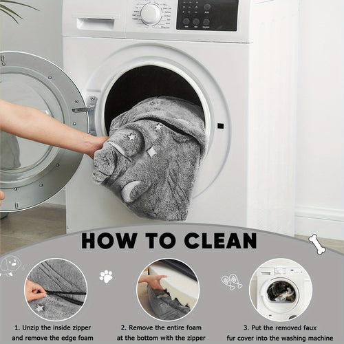 1pc Glow-in-the-Dark Stars Pet Bed for Dogs & Cats - Washable Faux Fur Cover Bean Bag Chair with Blanket