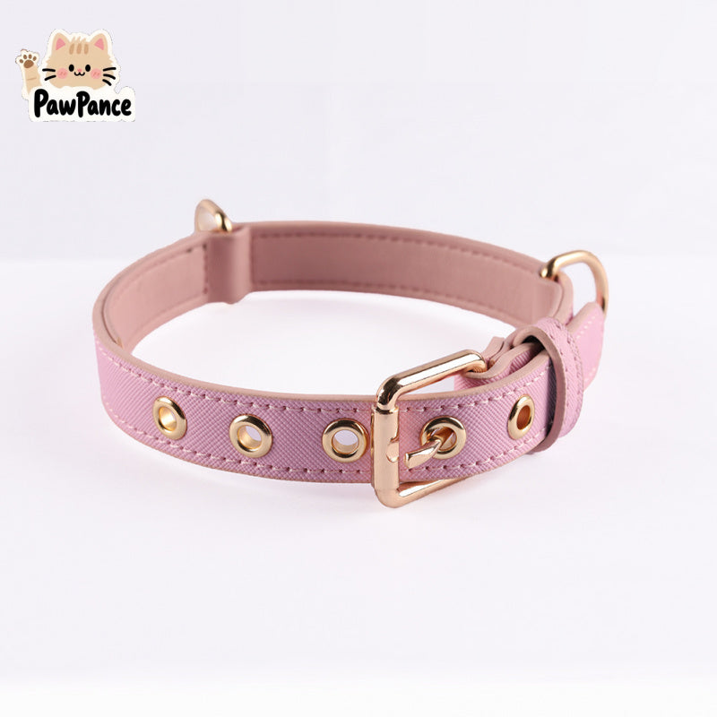 Pawprance-Pet Pu PU Leather Collar Color Matching Small Dog Collar Medium and Large Dog Harness