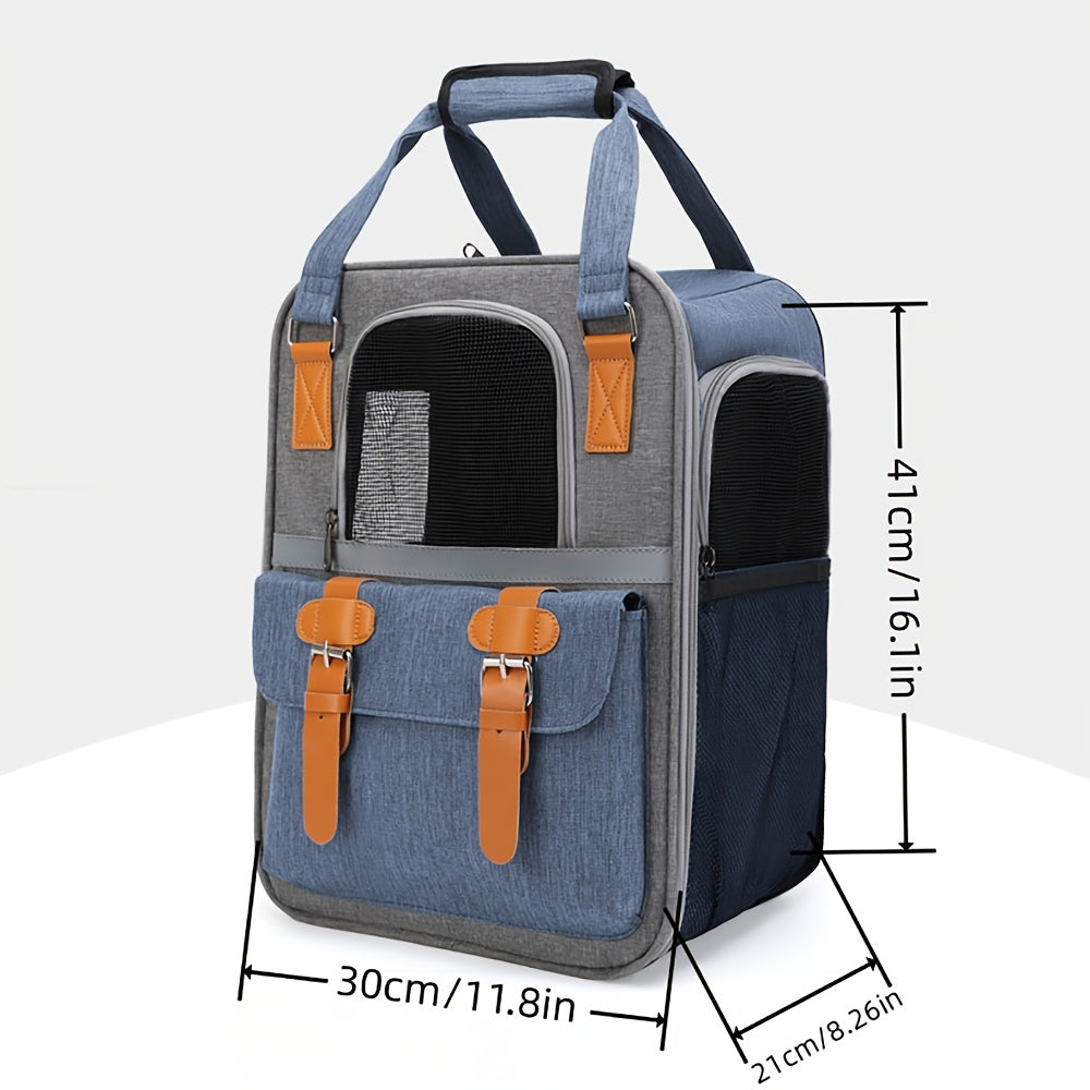 Customized Oxford Pet Backpack with Personalized Name\u002FLogo - Durable Zipper Closure Cat