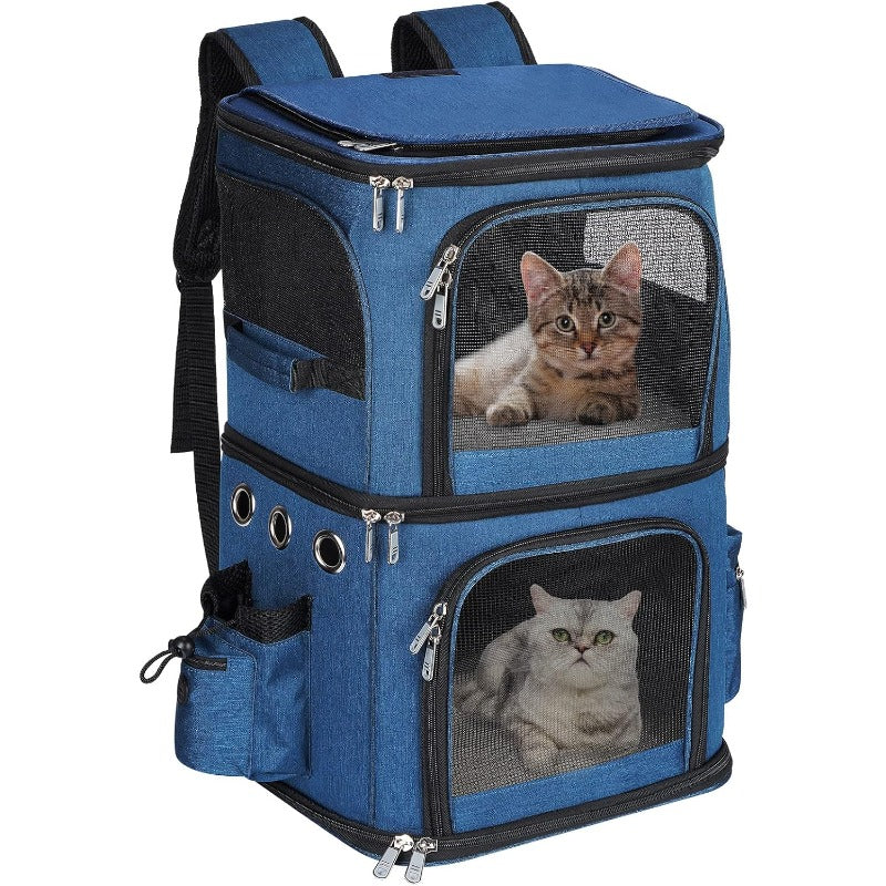 Double Compartment Pet Carrier Backpack for 2 Small Cats\u002FDog or 1 Medium Pet