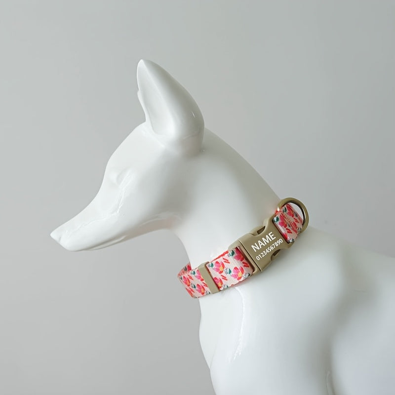 1-Pack Stylish New Nylon-Inspired Flower Series Pet Collar for Cats and Dogs - Durable