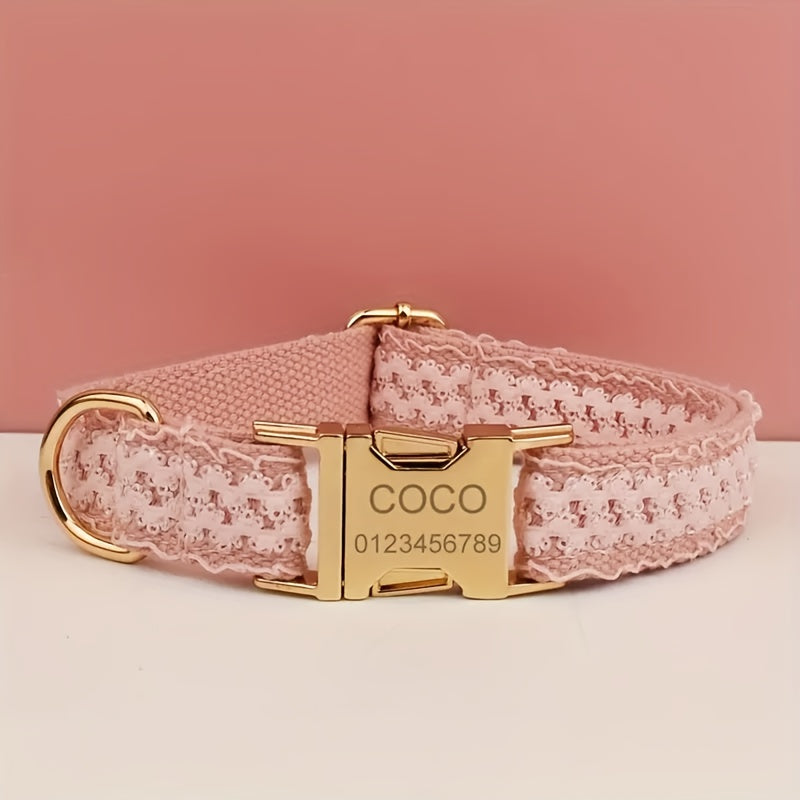 1pc Personalized Dog Collar with Quick-Release Buckle, Customizable Pet Name & Address Cat ID Tag